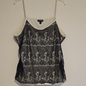 Fashion Bug 3X Black Lace Camisole Top with adjustable straps